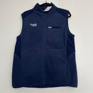 Women’s FIGS On-Shift Fleece Vest Navy Size Large w/ Aya Healthcare Embroidery